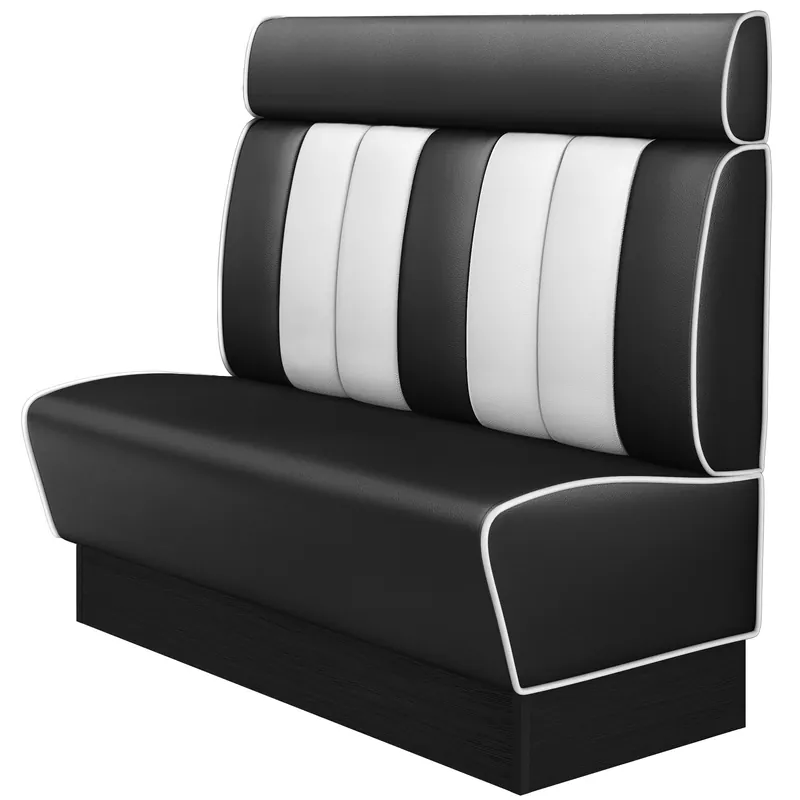 AMERICAN 2 | Dinerbank | B:H 140 x 128 cm | Gestreift | Schwarz | Leder Abverkauf