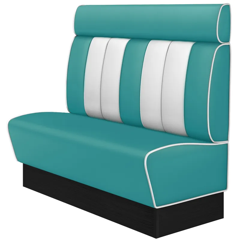 Wochenendangebot AMERICAN 2 | Dinerbank | B:H 140 x 128 cm | Gestreift | Türkis | Leder