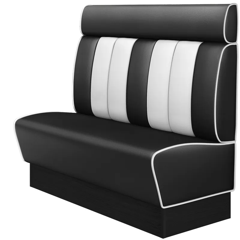 AMERICAN 2 | Dinerbank | B:H 160 x 128 cm | Gestreift | Schwarz | Leder Kostenfreie Lieferung