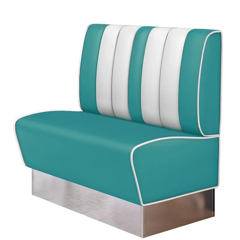 AMERICAN 3 | Dinerbank | B:H 100 x 103 cm | Gestreift | Türkis | Leder Wochenendangebot