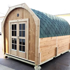 Finale Aktion Arctic Sauna POD 4,0 x 2,4 m Thermoholz montiert, Rot