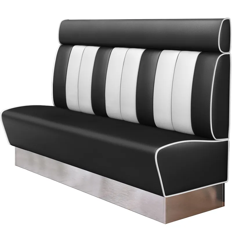 Abverkauf AMERICAN 3 | Dinerbank | B:H 200 x 128 cm | Gestreift | Schwarz | Leder