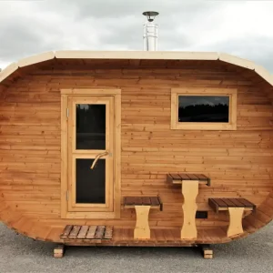 Arctic Saunafass Oval 4 240x400cm Thermoholz, Rot Schneller Versand