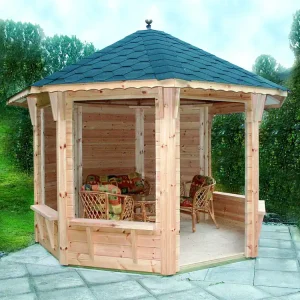 Pavillon Ravenna 12 m2 offen, schwarz Echt