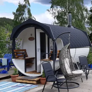 Kracherpreis Saunafass Arctic Valter Deluxe 240x420 Thermoholz montiert, Rot