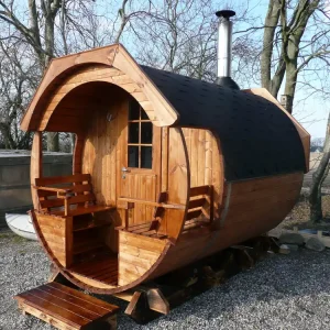 Saunafass Arctic Alex Standard 240x300 Thermoholz montiert, Rot Günstig