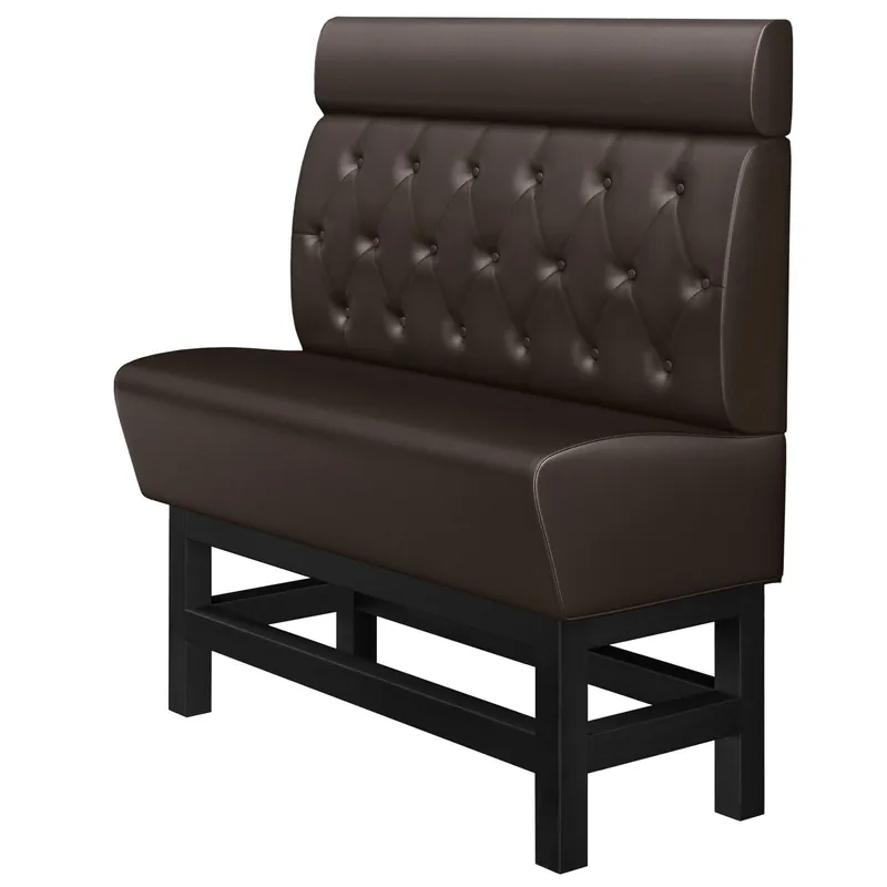 Schnäppchen MIAMI | Gastro Hochbank | B:H 140 x 158 cm | Dunkelbraun | Chesterfield Raute | Leder