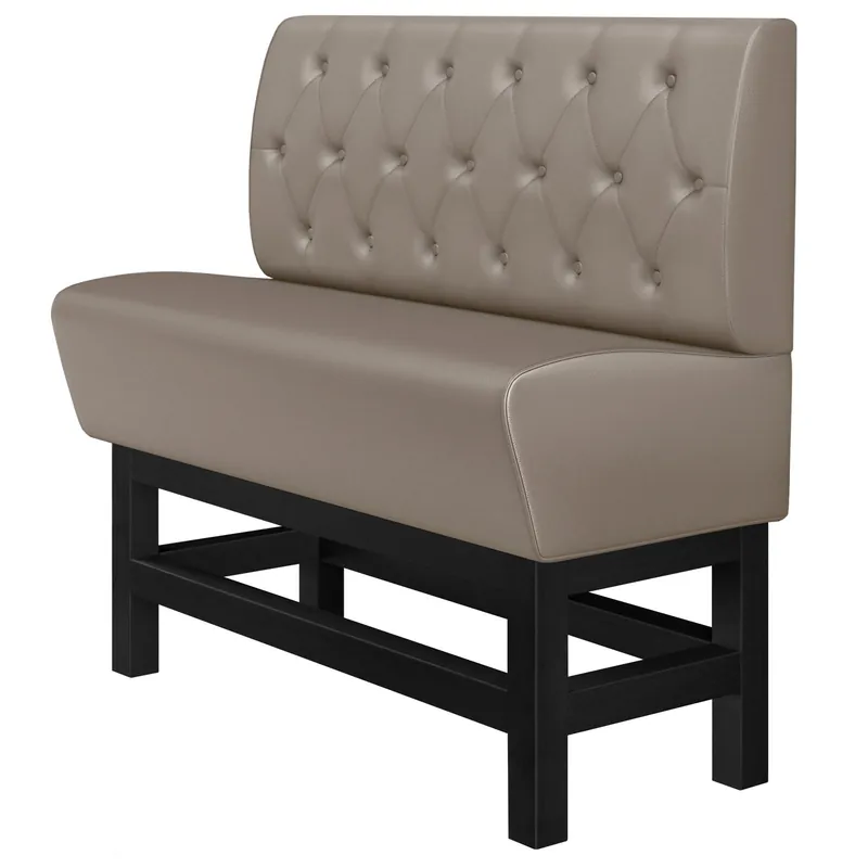 Zertifiziert MIAMI | Gastro Hochbank | B:H 160 x 133 cm | Taupe | Chesterfield Raute | Leder