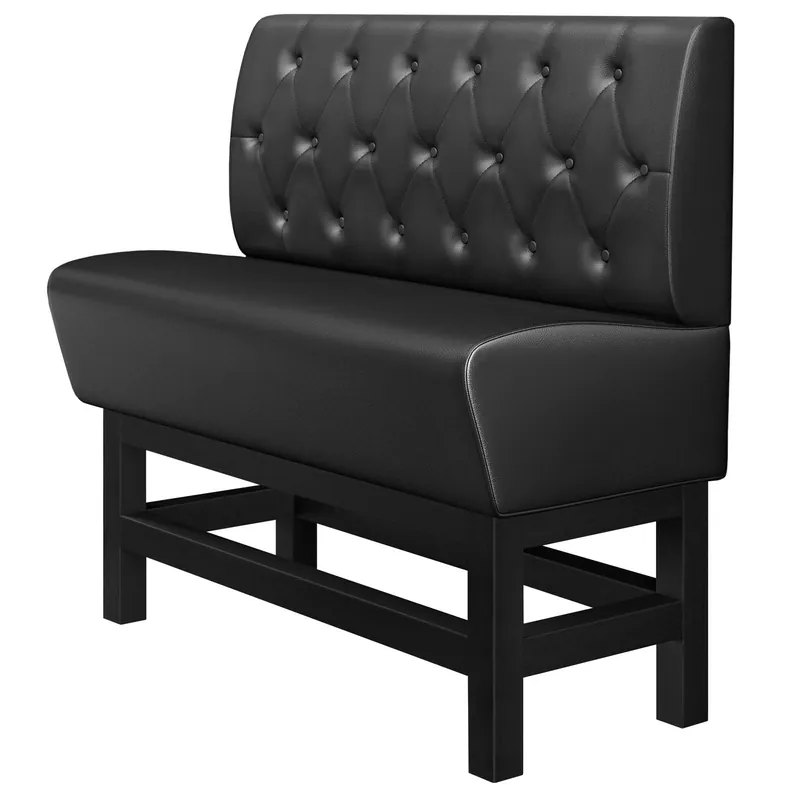 Schnäppchen MIAMI | Gastro Hochbank | B:H 180 x 133 cm | Schwarz | Chesterfield Raute | Leder