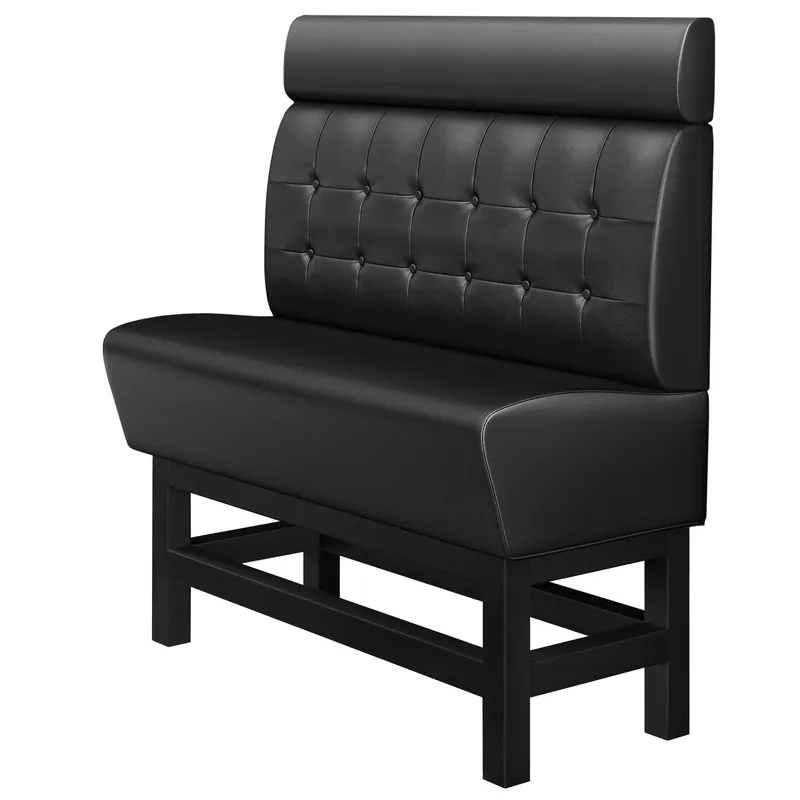 Schneller Versand MIAMI | Gastro Hochbank | B:H 180 x 158 cm | Schwarz | Chesterfield Button | Leder