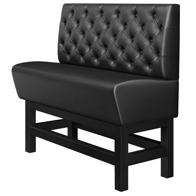 Zertifiziert MIAMI | Gastro Hochbank | B:H 200 x 133 cm | Schwarz | Chesterfield | Leder