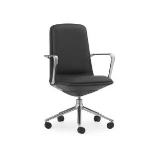 Normann Copenhagen Off Chair Lav m. Hjul H: 100,8 cm – Aluminium/Ultra-Leder Schwarz Meistverkauft