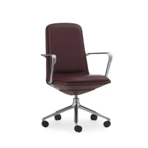 Normann Copenhagen Off Chair Lav m. Hjul H: 100,8 cm – Aluminium/Ultra-Leder-Ziegelstein Begrenztes Angebot