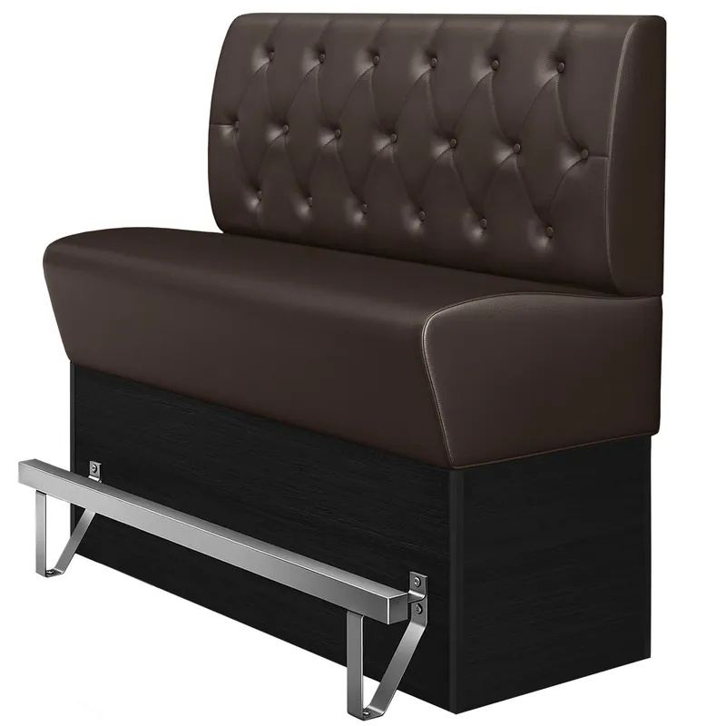 Schneller Versand DENVER | Gastro Hochbank | B:H 200 x 133 cm | Braun | Chesterfield Raute | Leder