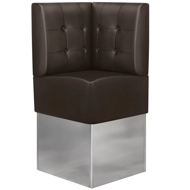 Sofort Bestellen DALLAS | Gastro Eckbank | B:H 64 x 133 cm | Braun | Chesterfield Button | Leder