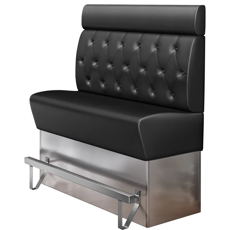 Super-Preis DALLAS | Gastro Hochbank | B:H 140 x 158 cm | Schwarz | Chesterfield Raute | Leder