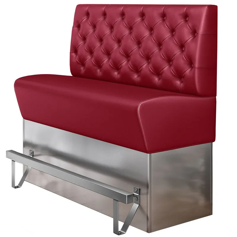 Angebot DALLAS | Gastro Hochbank | B:H 200 x 133 cm | Rot | Chesterfield | Leder