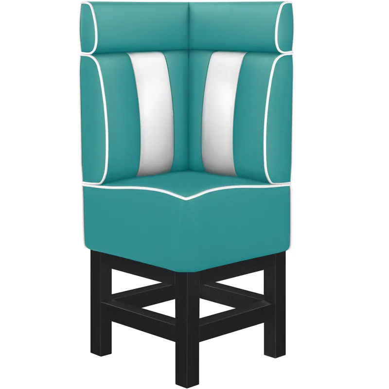 AMERICAN 1 | Diner Eckbank | B:H 64 x 158 cm | Gestreift | Türkis | Leder Highlight