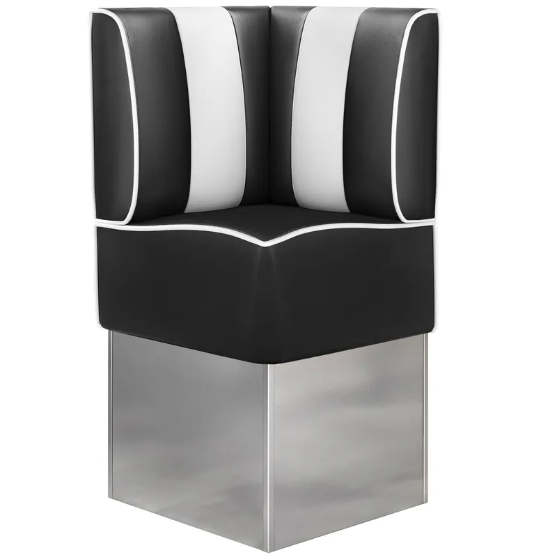 AMERICAN 3 | Diner Eckbank | B:H 64 x 133 cm | Gestreift | Schwarz | Leder Jetzt Bestellen