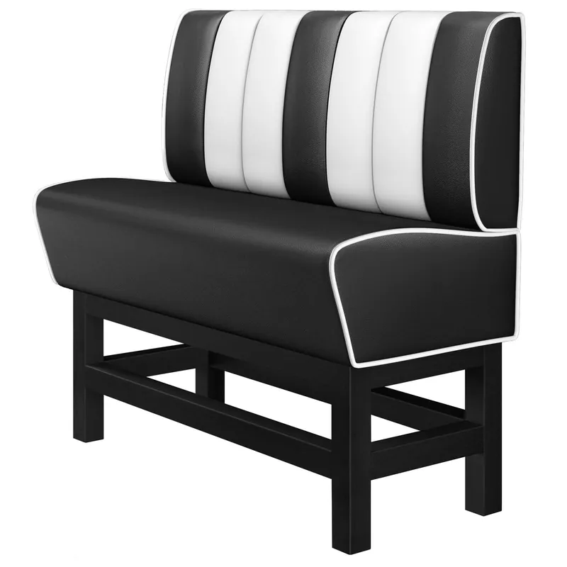 AMERICAN 1 | Diner Hochbank | B:H 120 x 133 cm | Gestreift | Schwarz | Leder Top-Seller