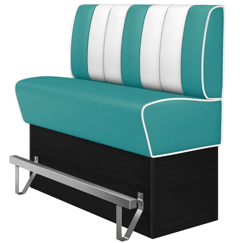 AMERICAN 2 | Diner Hochbank | B:H 140 x 133 cm | Gestreift | Türkis | Leder Garantierte Lieferung