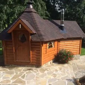 Neue Ware Grillkota Deluxe 9 m² mit 2,5 m Saunaanbau, schwarz