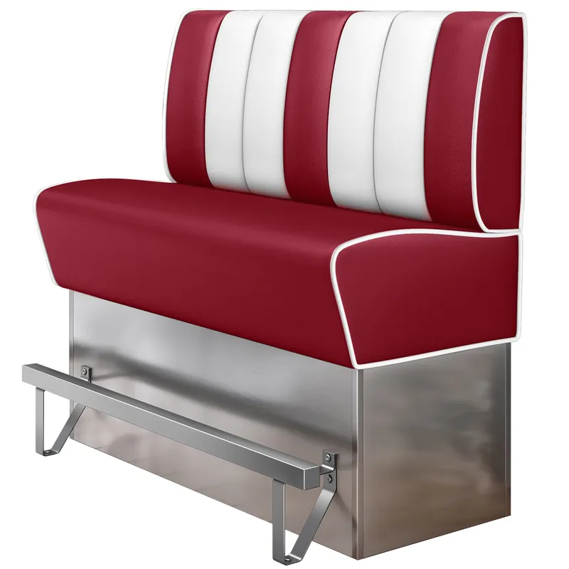 AMERICAN 3 | Diner Hochbank | B:H 140 x 133 cm | Gestreift | Rot | Leder Knallerangebot