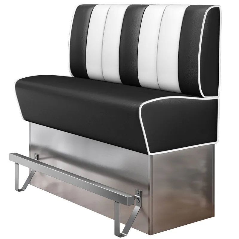 AMERICAN 3 | Diner Hochbank | B:H 180 x 133 cm | Gestreift | Schwarz | Leder Top-Seller