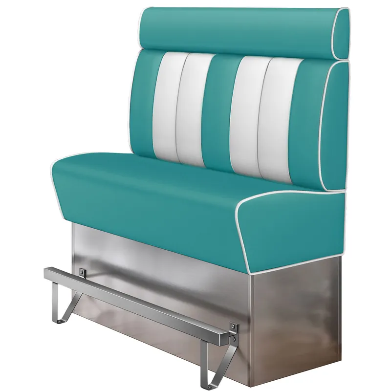 AMERICAN 3 | Diner Hochbank | B:H 140 x 158 cm | Gestreift | Türkis | Leder Highlight