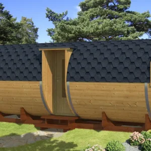 Solange Der Vorrat Reicht Camping Fass Arctic Premium Lisa 240x540 Thermoholz montiert, Schwarz