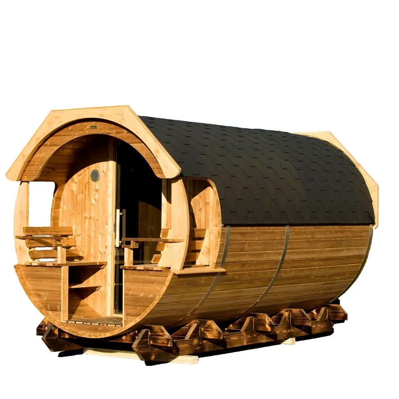 Camping Fass Arctic Premium Kristina 240x540 Thermoholz montiert, Schwarz Versand Am Gleichen Tag