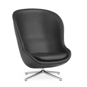 Top-Preis Normann Copenhagen Hyg High Lounge Chair SH: 40 cm – Schwarzes Leder/Aluminium