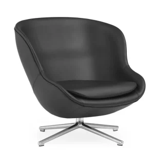 Normann Copenhagen Hyg Low Lounge Chair SH: 40 cm – Schwarzes Leder/Aluminium Sichere Zahlung