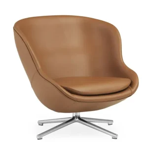 Normann Copenhagen Hyg Low Lounge Chair SH: 40 cm – Brandy Leder/Aluminium Neu Im Sortiment