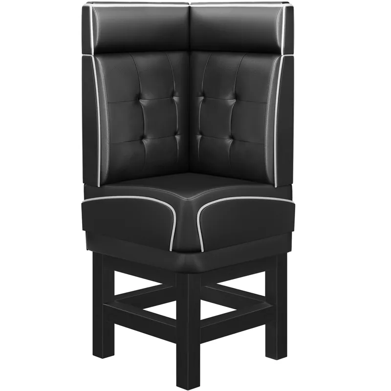 Sichere Zahlung DINER 1 | Diner Eckbank | B:H 64 x 153 cm | Chesterfield NO Button | Schwarz | Leder