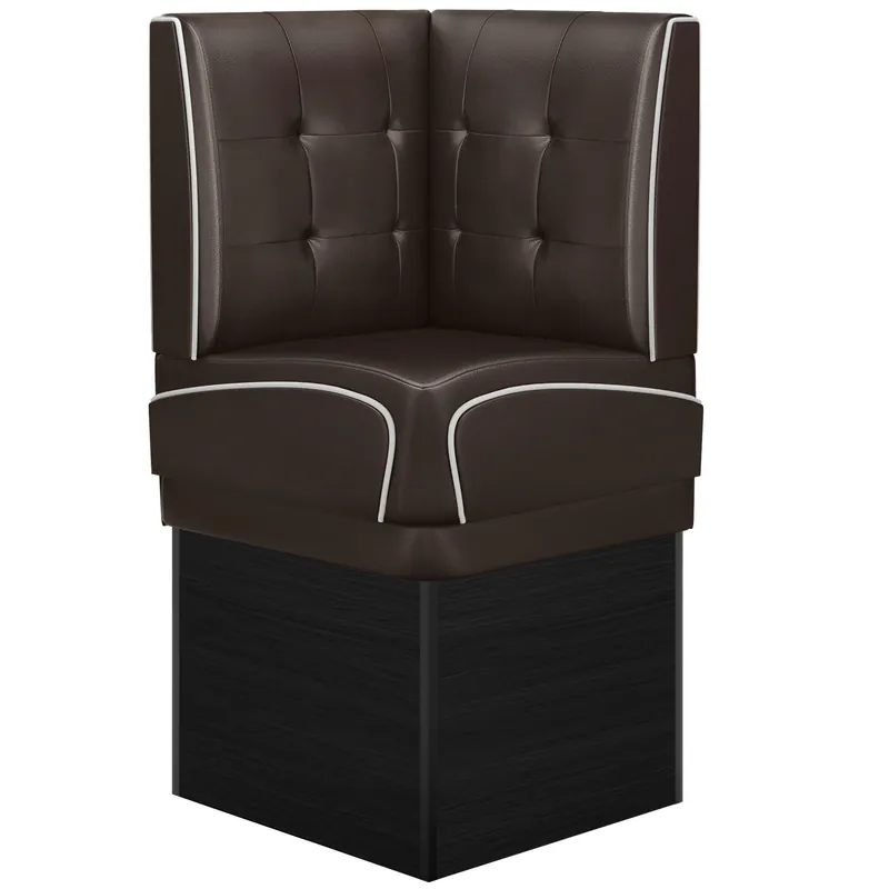 Versand Am Gleichen Tag DINER 2 | Diner Eckbank | B:H 64 x 153 cm | Chesterfield NO Button | Braun | Leder