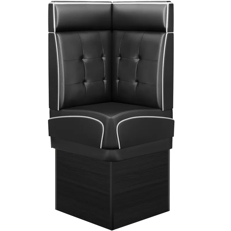 Sonderaktion DINER 2 | Diner Eckbank | B:H 64 x 153 cm | Chesterfield NO Button | Schwarz | Leder