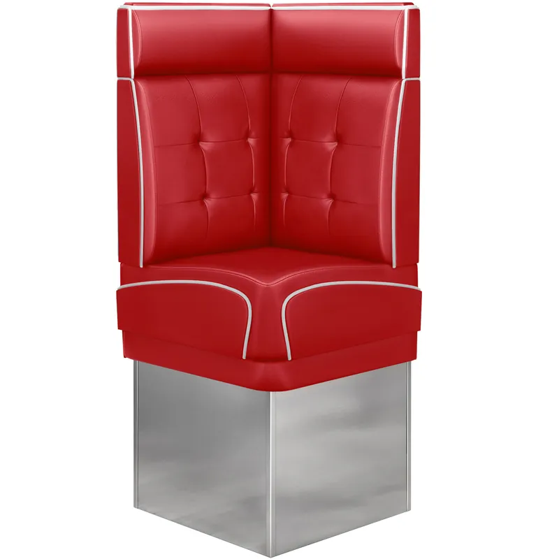 Zertifiziert DINER 3 | Diner Eckbank | B:H 64 x 153 cm | Chesterfield NO Button | Rot | Leder