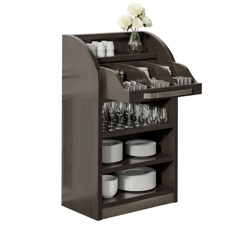 Aktuell LEA | Besteckschrank | B55cm x H105 | Wenge-Schwarz | 2xBöden | Soft-Close