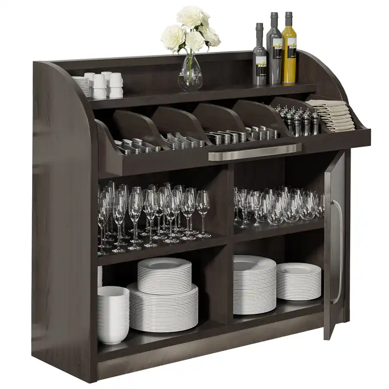 Sonderaktion LEA | Besteckschrank | B110cm x H105 | Wenge-Schwarz | 1xTür + 2xBöden | Soft-Close