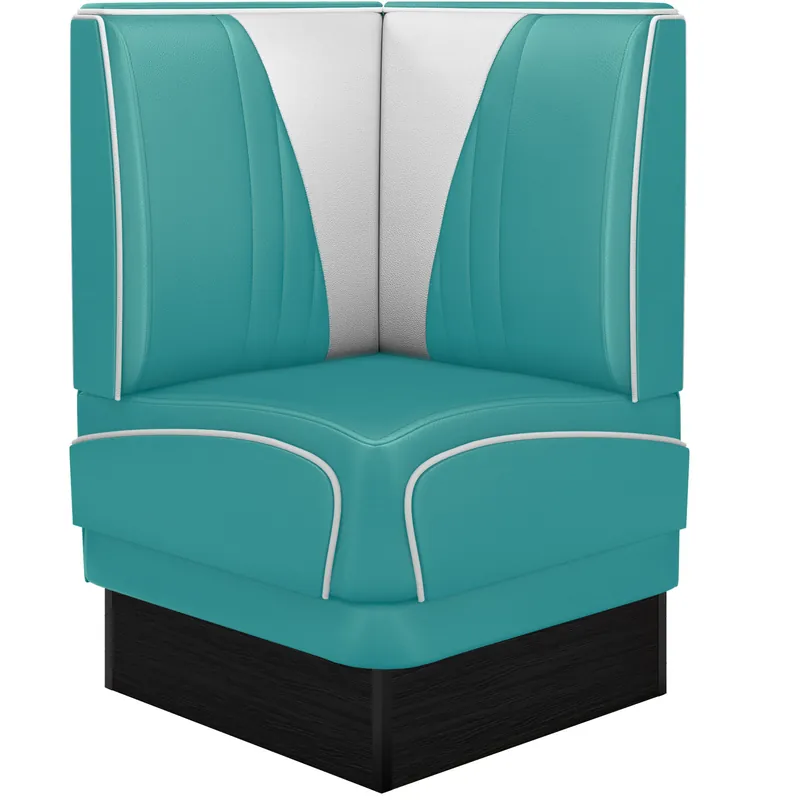 Zertifiziert DINER VEGAS 2 | Diner Eckbank | B:H 64 x 103 cm | V-Steppung | Türkis | Leder