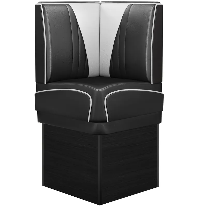 Sonderaktion DINER VEGAS 2 | Diner Eckbank | B:H 64 x 133 cm | V-Steppung | Schwarz | Leder