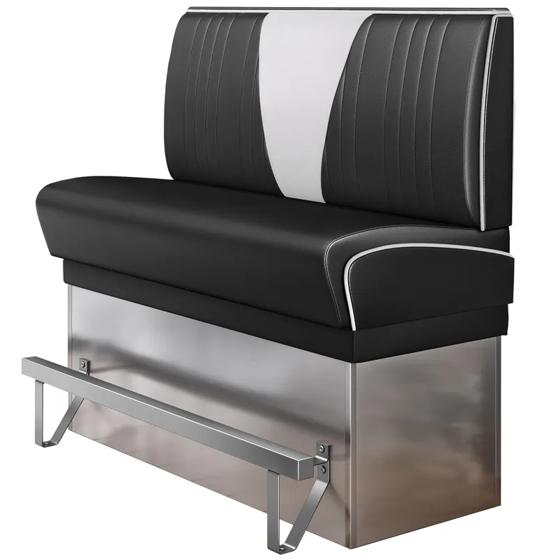 Top-Angebot DINER VEGAS 3 | Diner Hochbank | B:H 180 x 133 cm | V-Steppung | Schwarz | Leder