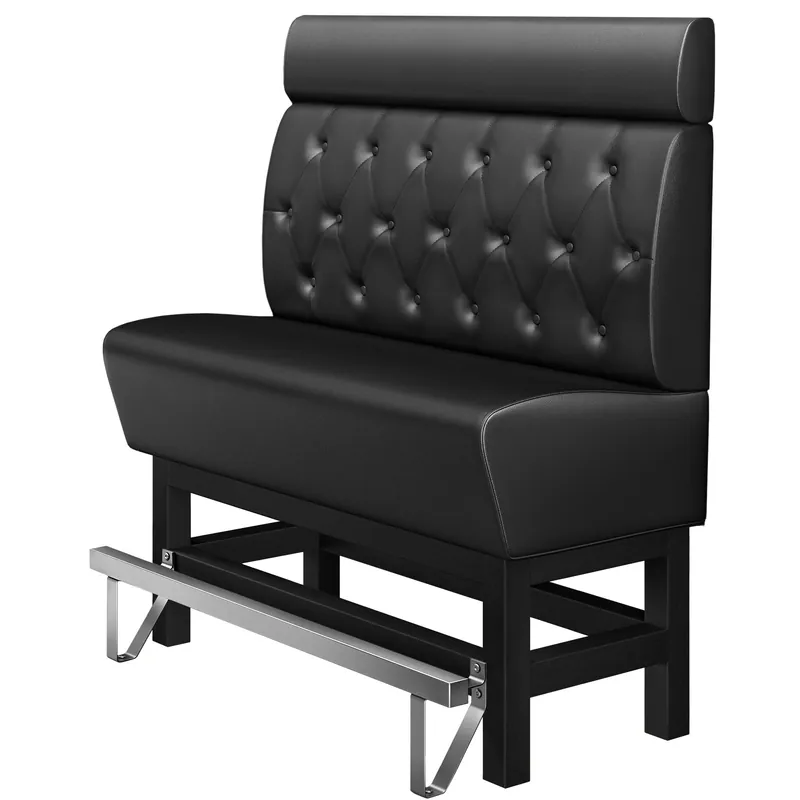 Sofort Bestellen MIAMI | Gastro Hochbank | B:H 140 x 158 cm | Schwarz | Chesterfield Raute | Leder