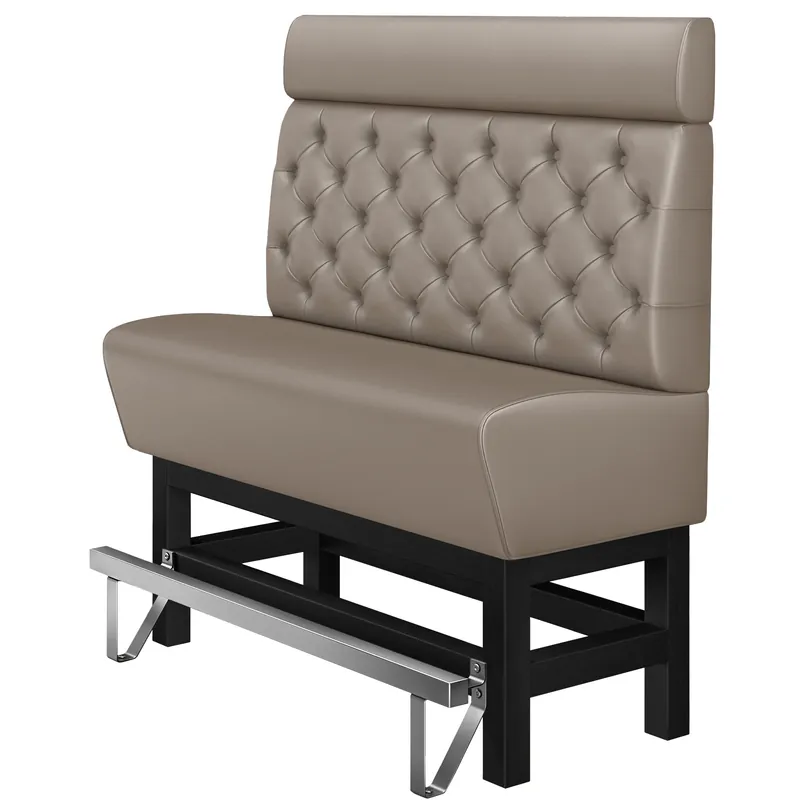 Schneller Versand MIAMI | Gastro Hochbank | B:H 180 x 158 cm | Taupe | Chesterfield Raute | Leder