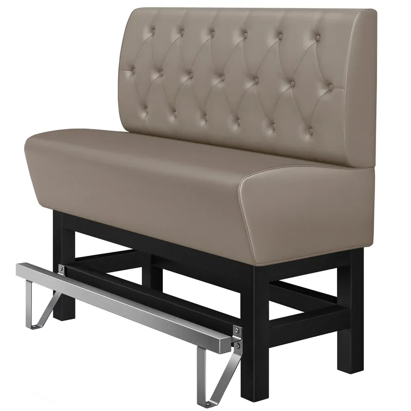 Zertifiziert MIAMI | Gastro Hochbank | B:H 200 x 133 cm | Taupe | Chesterfield Raute | Leder