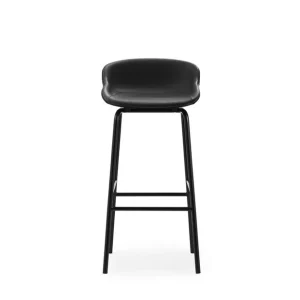 Normann Copenhagen Hyg Barhocker, vollständig gepolstert, SH: 75 cm – schwarzes Leder/schwarzer Stahl Neuheit