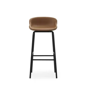 Billig Normann Copenhagen Hyg Barhocker, vollständig gepolstert, SH: 75 cm – Brandy-Leder/schwarzer Stahl