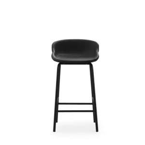 Normann Copenhagen Hyg Barhocker, vollständig gepolstert, SH: 65 cm – schwarzes Leder/schwarzer Stahl Nur Heute