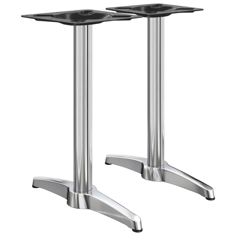 Sonderangebot BARCELONA | Bistro Doppel Stehtischgestell | Höhe: 111 cm | 2 Fuß: 60 x 9 cm | Silber Alu | Zusatzgewicht